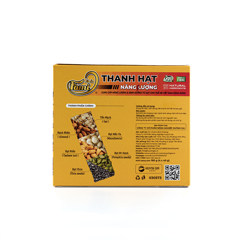 Thanh Hạt Năng Lượng FAMINUTS Vị Táo Đỏ, Cacao, Mật Ong, Cà Phê Nutsbar Energy Hộp 4 Thanh 160g - Thực Phẩm Tiếp Năng Lượng Lành Mạnh