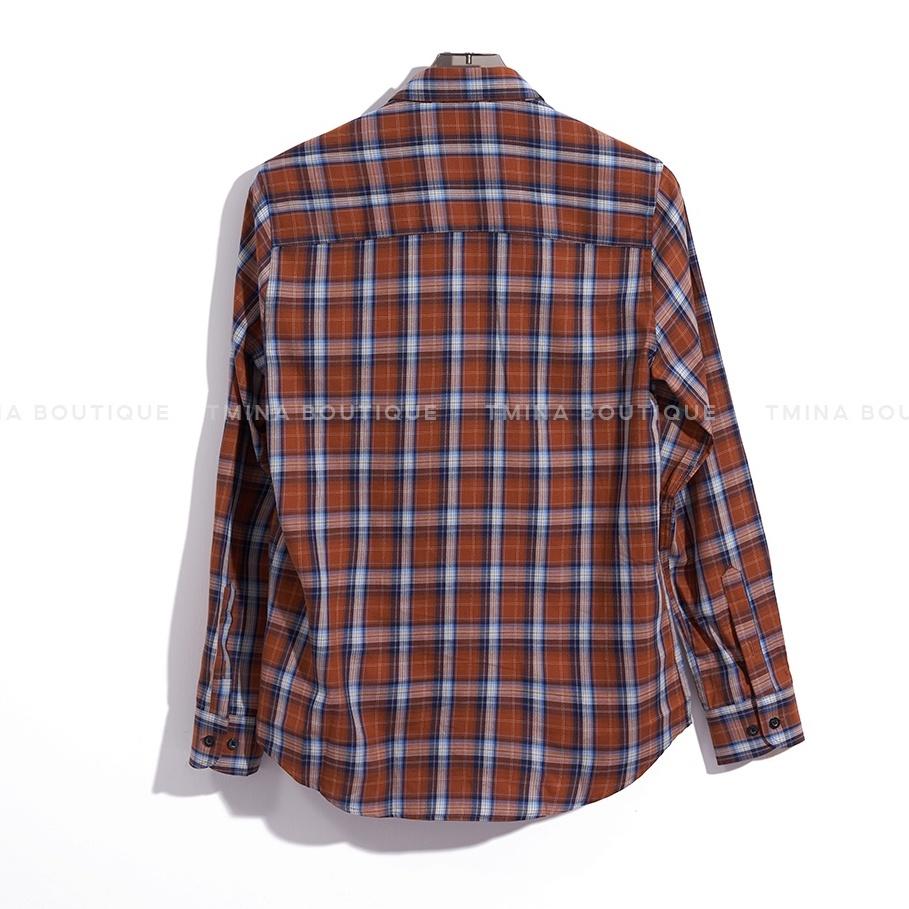 Áo sơ mi nam kẻ caro TMINA somi vải cotton co giãn dài tay phối túi hôp năng động - SMD68
