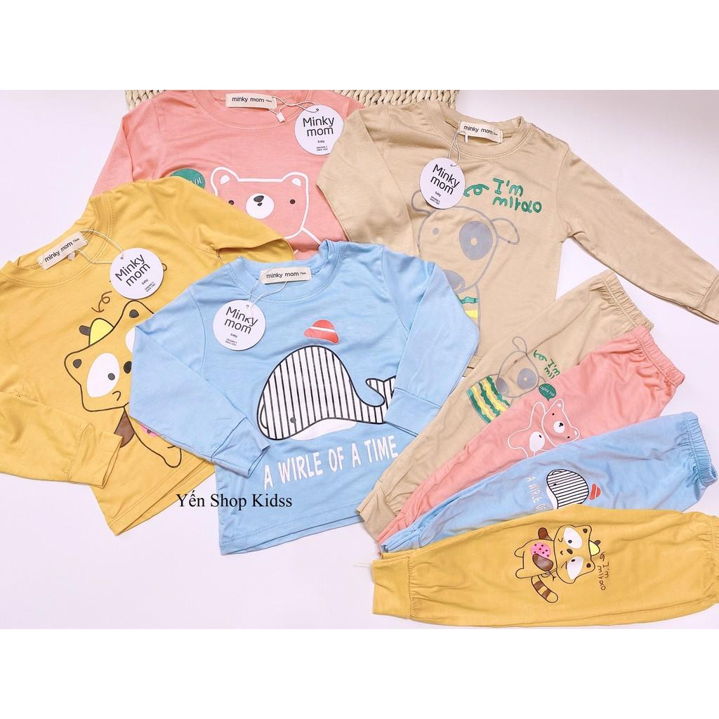 Bộ Dài Tay Minky Mom Viền Họa Tiết Cá Heo Xanh- Gấu Cho Bé Yêu (6-19kg) (1243
