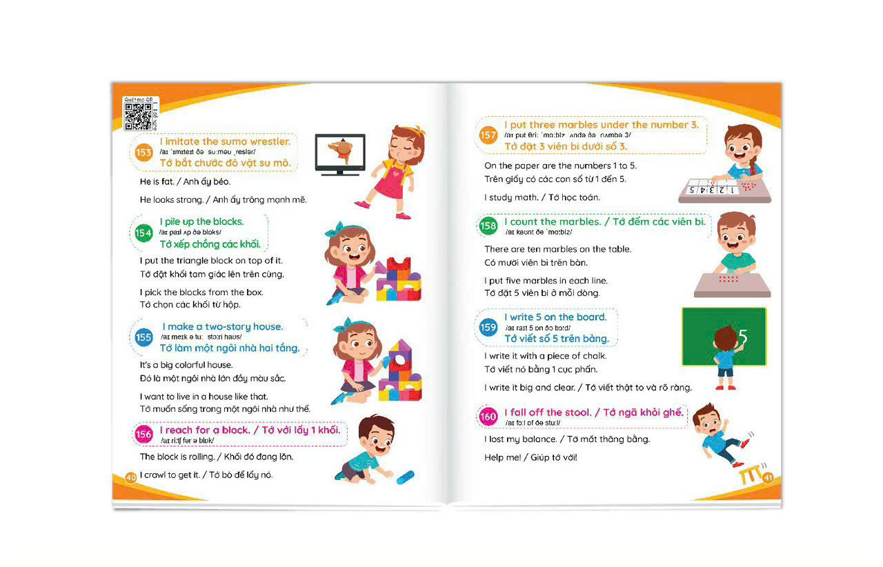 Sách 900 Câu Tiếng Anh Giao Tiếp Thường Dùng Hàng Ngày - Cẩm Nang Cho Mẹ Cùng Con Học Tiếng Anh Mỗi Ngày (Kèm File Nghe)