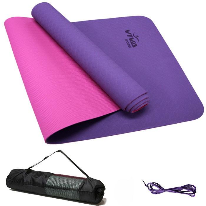 Thảm Tập Yoga TPE Ép Nhiệt 6mm 2 lớp + Tặng Kèm Túi Đựng Và Dây Buộc