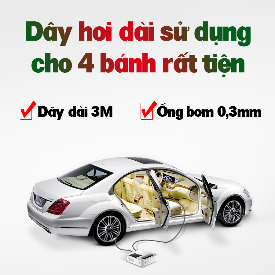 Máy bơm lốp xe ô tô điện tử thông minh tự ngắt Car365 cao cấp màn LCD hiển thị áp suất - Vật liệu cao cấp - Bơm nhanh - Thiết kế nhỏ gọn - CAR44