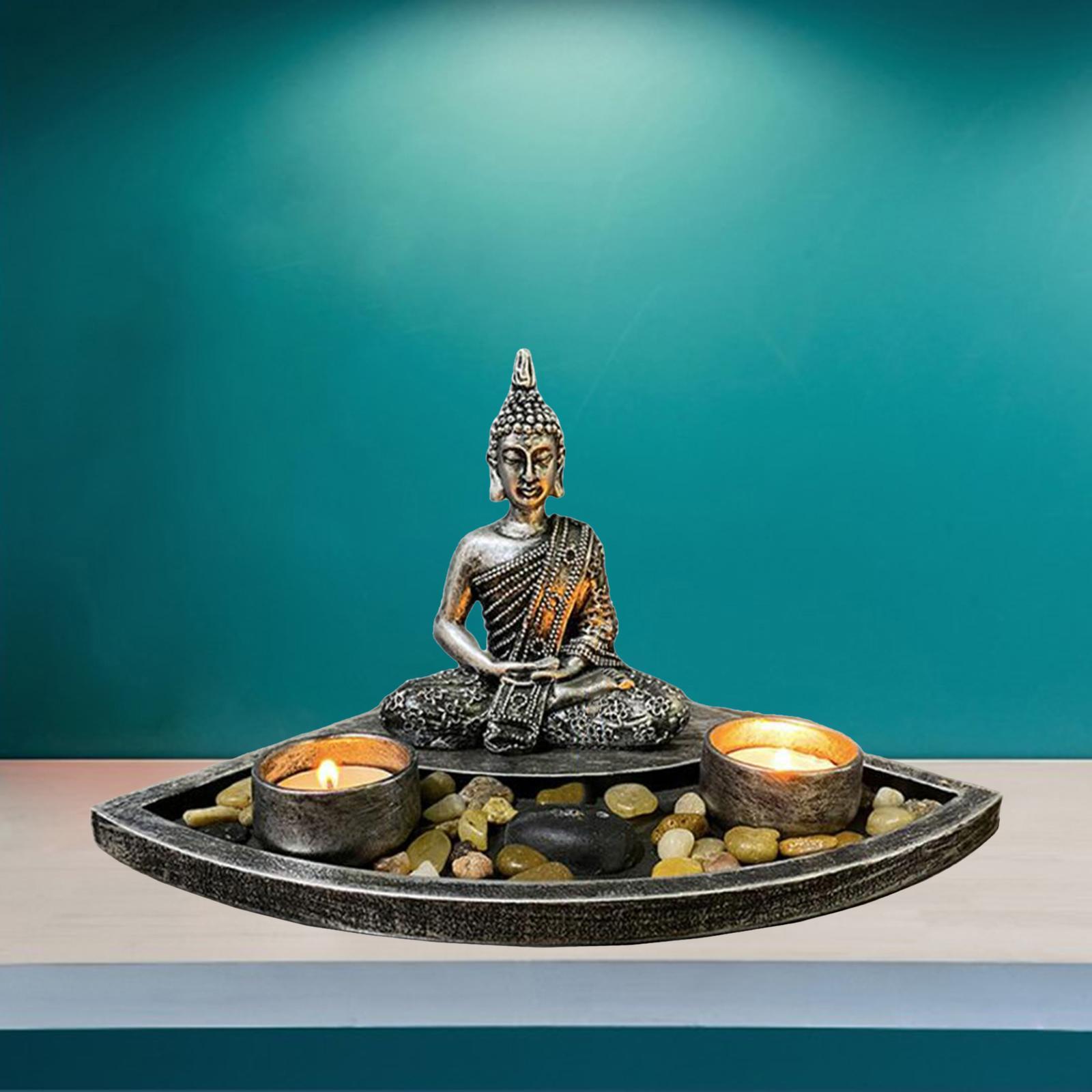 Candle Holder Resin Buddha Statue for Ornaments Garden Room A