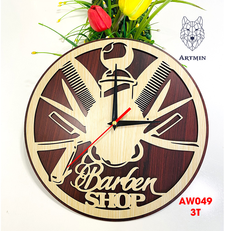 AW049 - Đồng Hồ Decor Đặc Biệt Hair Salon 2023 - Đồng Hồ Gỗ Treo Tường
