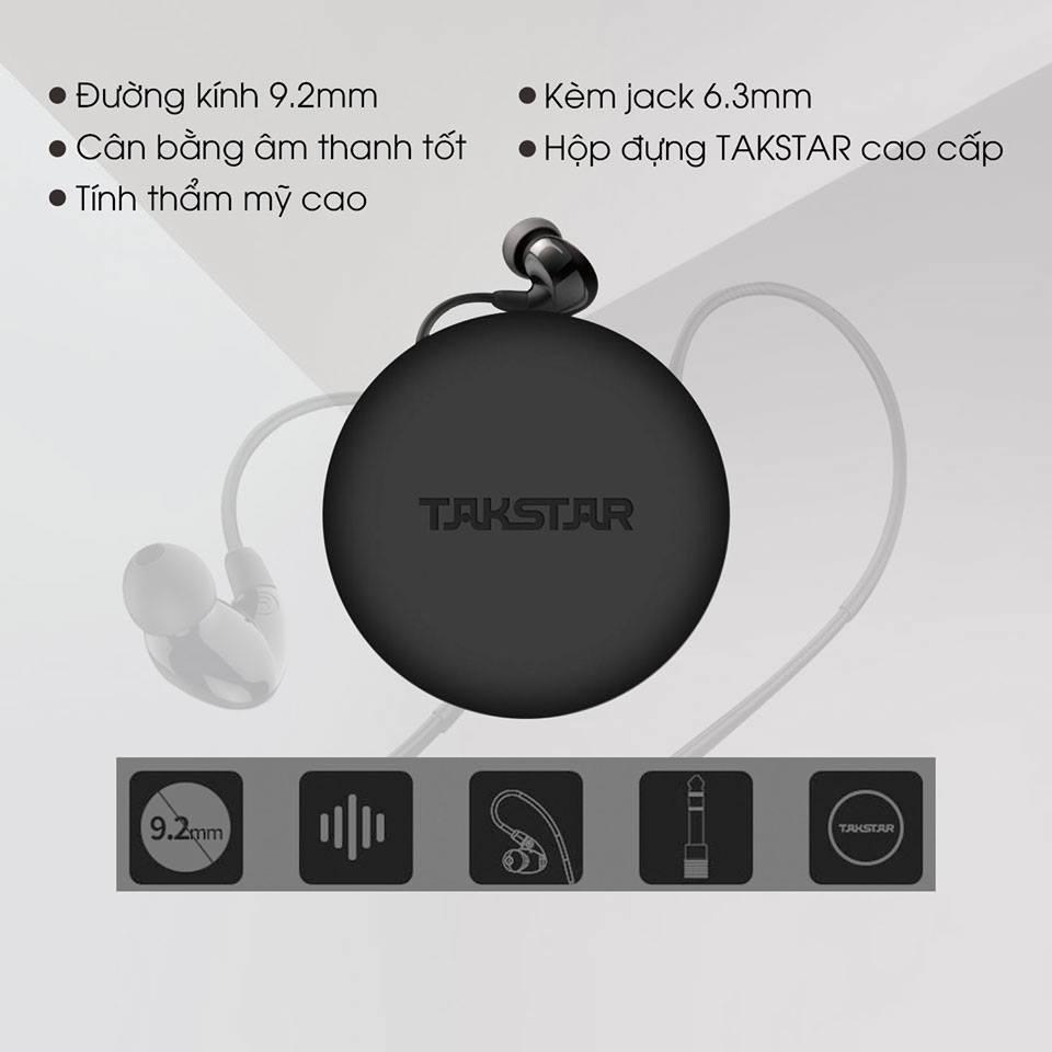 Tai nghe kiểm âm TAKSTAR TS-2260, tai nghe nhét tai, dây dài 1.2m, kèm jack nối, hàng chính hãng