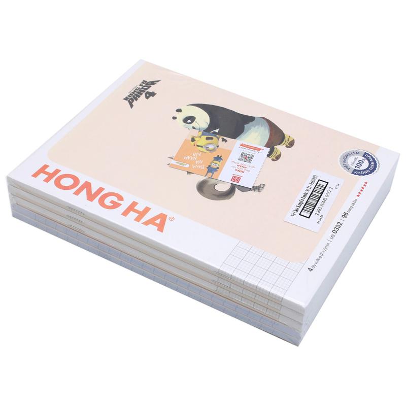 Combo 5 Tập Học Sinh Class KungFu Panda 4 - 4 Ô Ly Vuông - 96 Trang 100gsm - Hồng Hà 0332 - Mẫu 1 + Tặng Kèm Thẻ Cào