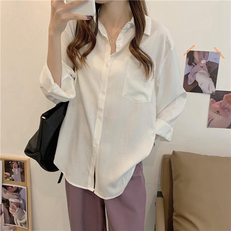 Áo sơ mi, Áo sơ mi dài tay nữ phom rộng basic các màu thời trang sang trọng ulzzang vintage hàn quốc cao cấp AO004