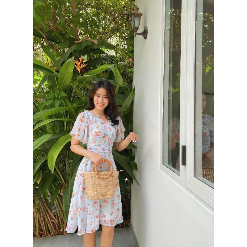 Đầm xếpli eo , đầm voan dạo phố , đầm voan đẹp