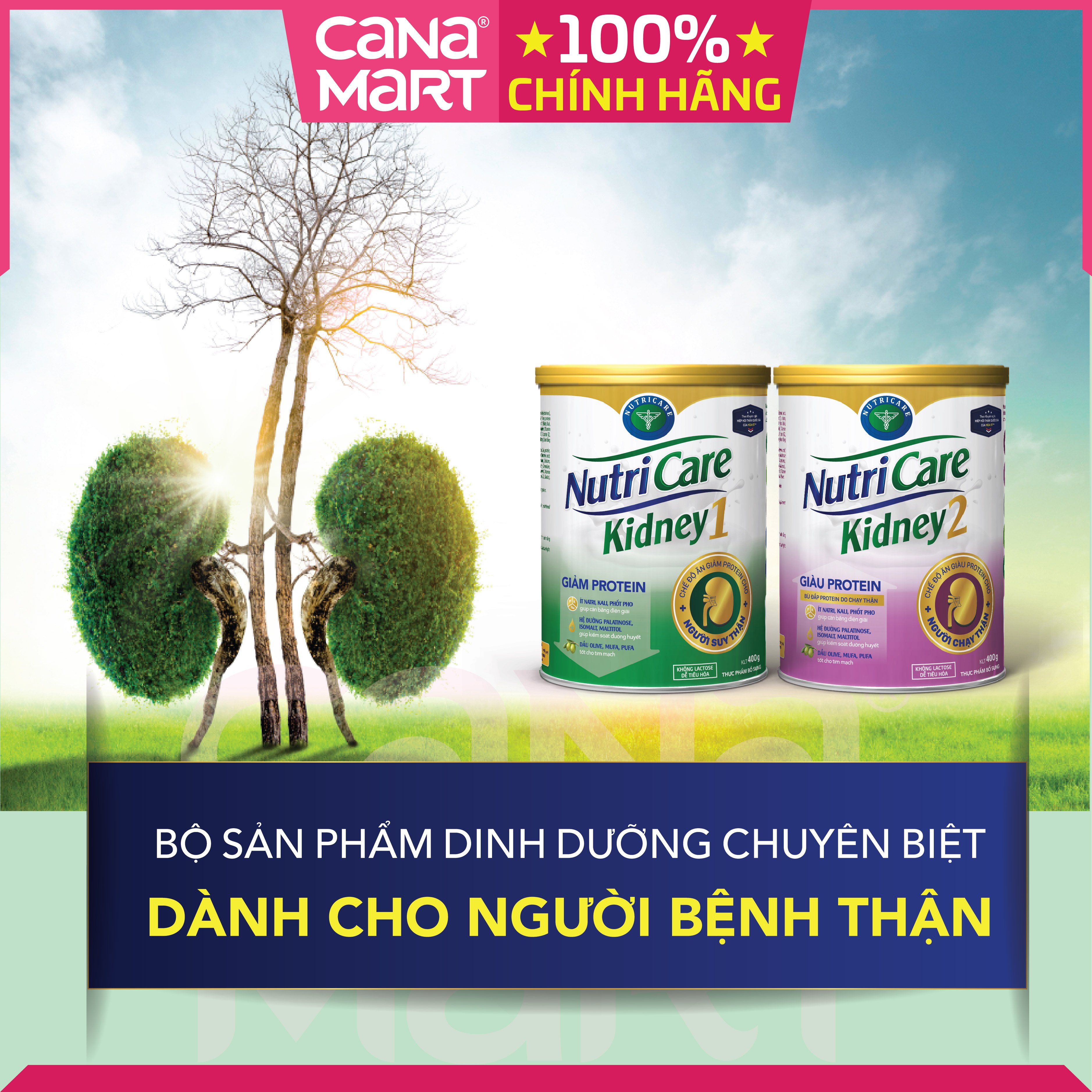 Sữa bột cho người suy thận Nutricare Kidney 1 giảm protein &amp; giúp cân bằng điện giải, kiểm soát đường huyết (400g)