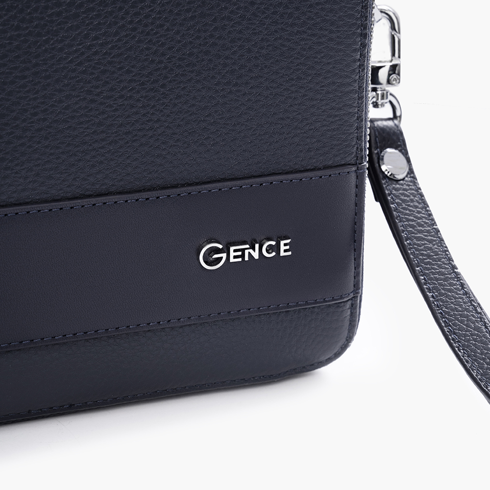 Túi Cầm Tay Nam Đeo Chéo Chính Hãng GENCE TC04 Da Bò Cao Cấp Màu Xanh Navy