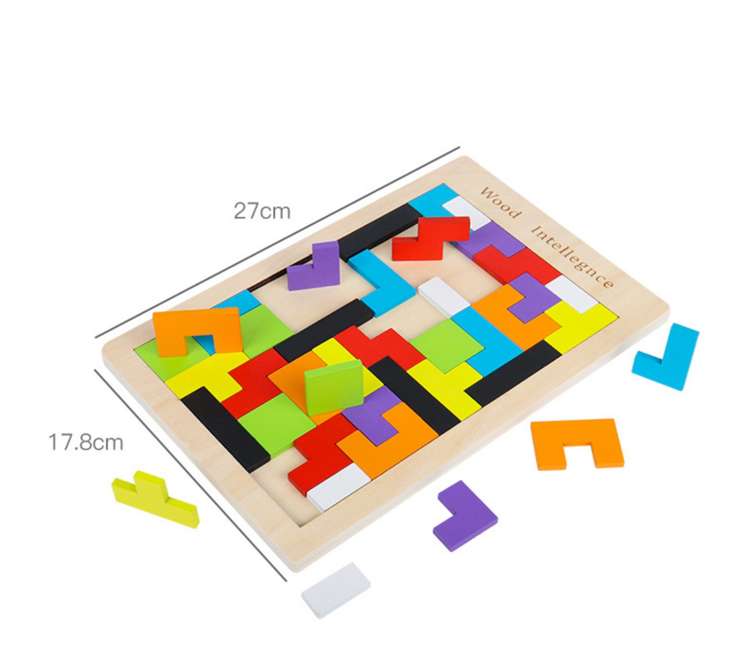 Đồ Chơi Xếp Gạch Bằng Gỗ Montessori - Bảng Xếp Hình Bằng Gỗ Tetris Cao Cấp đầy màu sắc cho bé học tập và vui chơi