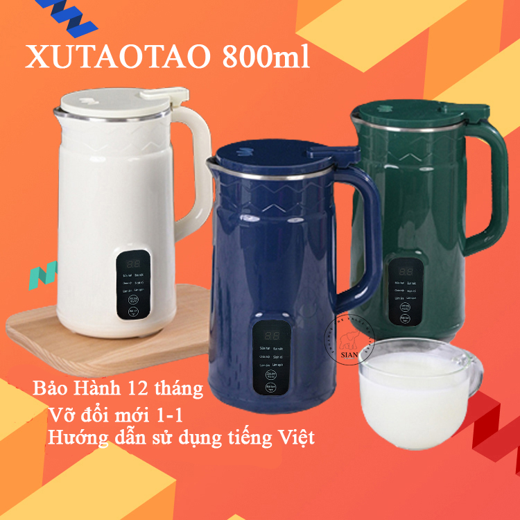 Máy làm sữa hạt mini 800ml đủ cho 1-3 người, máy nấu sữa hạt đậu nành, nấu cháo cho bé, máy xay sinh tố đa năng - Hàng nhập khẩu.