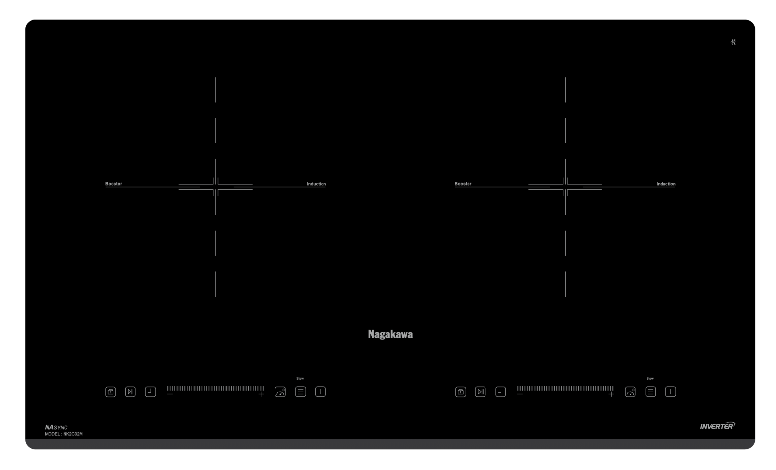 Bếp đôi điện từ Nagakawa NK2C02M (4400W) - Made in Malaysia - Bảo hành 5 năm - Hàng Chính Hãng