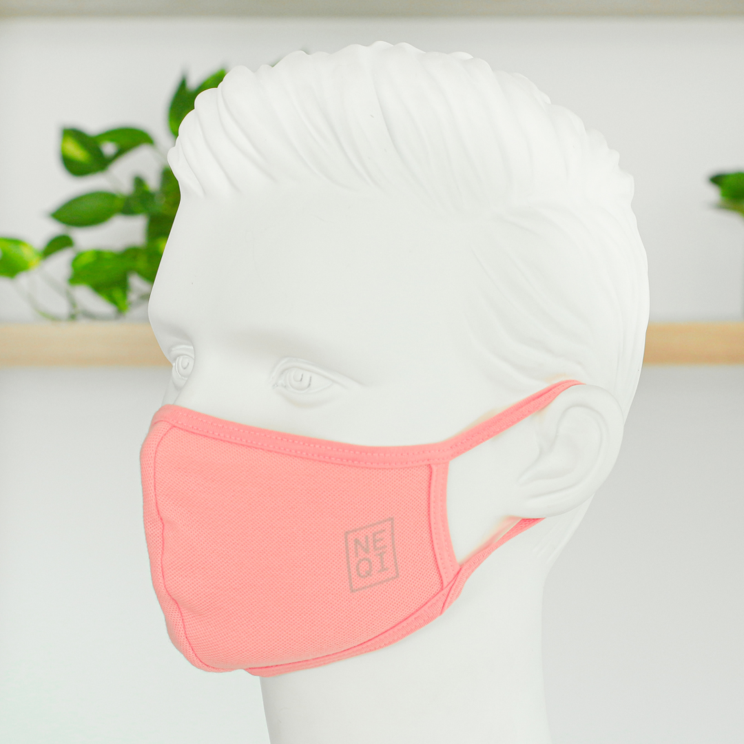 Set 3 khẩu trang vải nữ kháng khuẩn cao cấp NEQI FACEMASK Đức, size M, màu hồng thời trang, lọc 98% bụi mịn