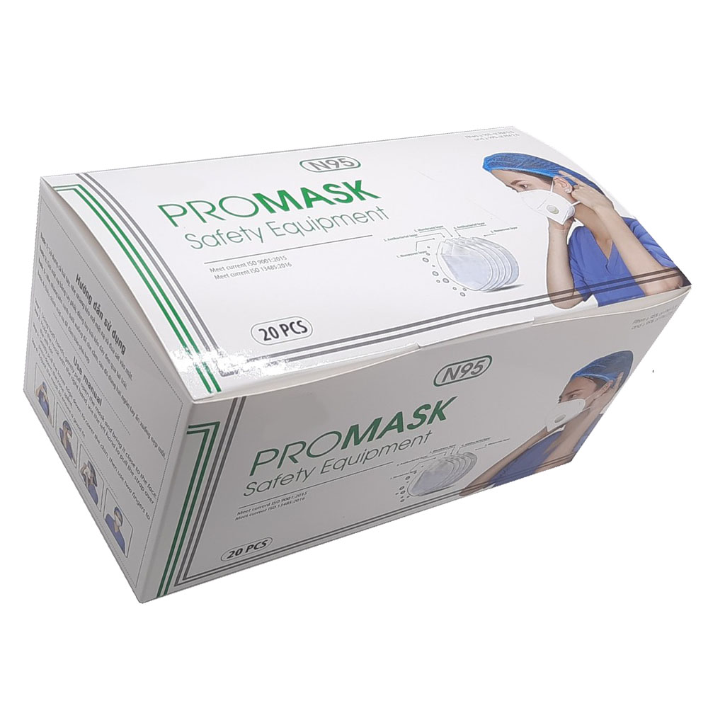 3 cái Khẩu trang N95 Pro Mask, có van thở, kháng khuẩn, chống bụi siêu mịn PM2.5, màu trắng - Tặng móc treo khóa mica