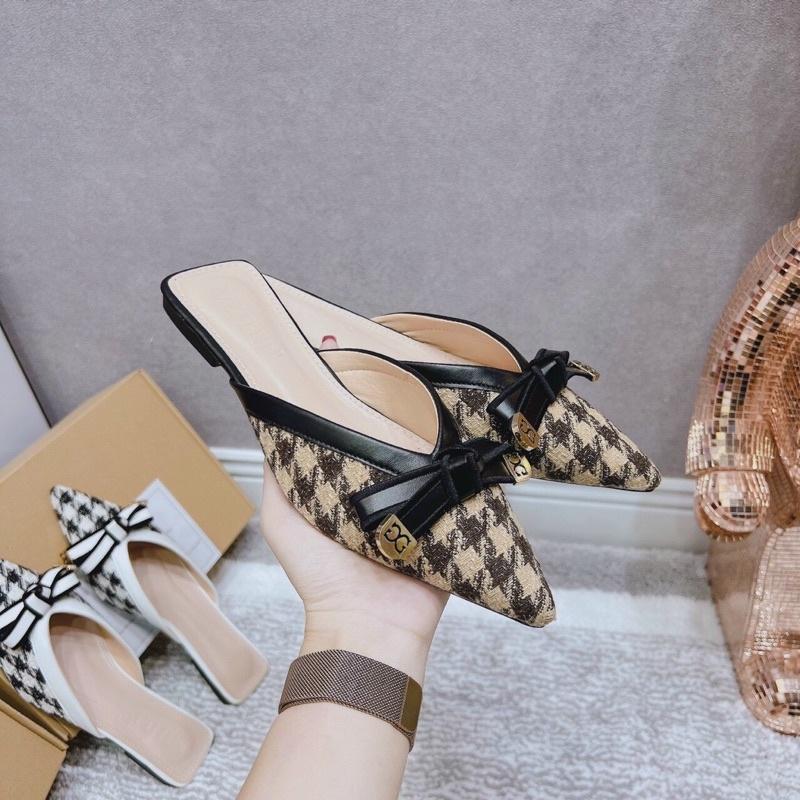 Giày Sục Nữ Dép Sục Mũi Nhọn Gắn Nơ Điệu Đà Đơn Giản Mà Không Kém phần Sang Trọng