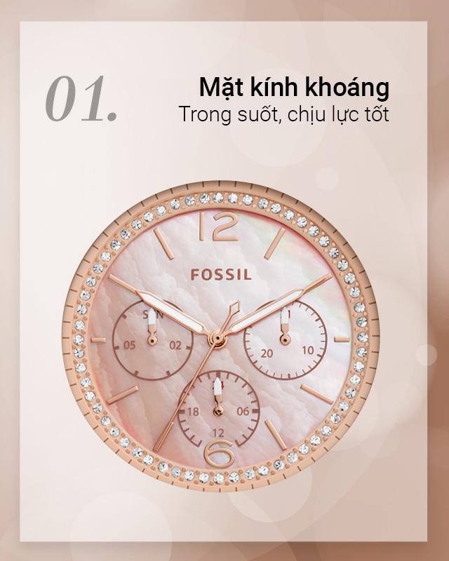 Đồng hồ nữ Fossil ES4785 có mặt kính cứng cáp