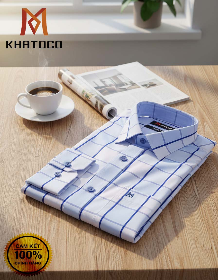 Áo sơ mi nam Khatoco sale 374k ( giá tem 468k)