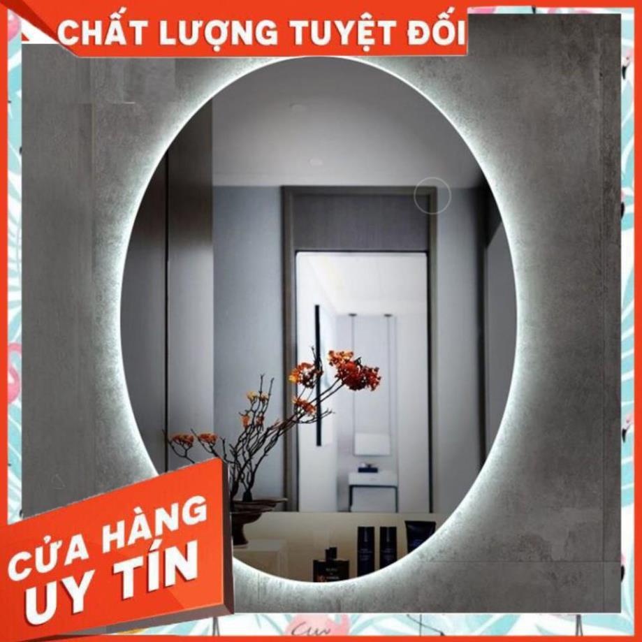 Gương elip oval bầu dục trang điển treo tường đèn led cảm ứng thông minh kích thước 50x70 cm - guong mirror