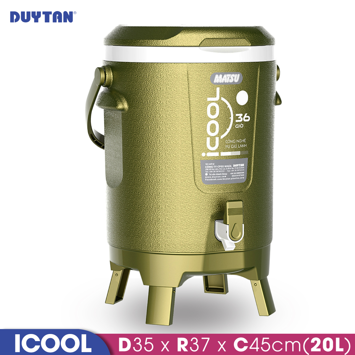 Bình đá giữ nhiệt nhựa Duy Tân Icool 20 lít - 05301 - Hàng chính hãng