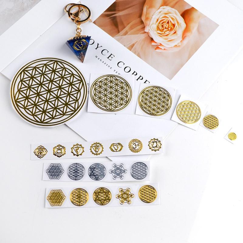 Decal Mandala Đồng dán Tháp Năng Lượng - Con lắc cảm xạ - Kim Tự Tháp - DIY trang trí - Set 4 Decal Mandala may mắn