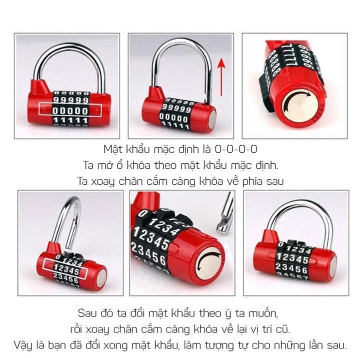 Ổ KHÓA CHỮ U 5 SỐ, CÀNG KHÓA 6.5MM CHỐNG KHOAN CẮT