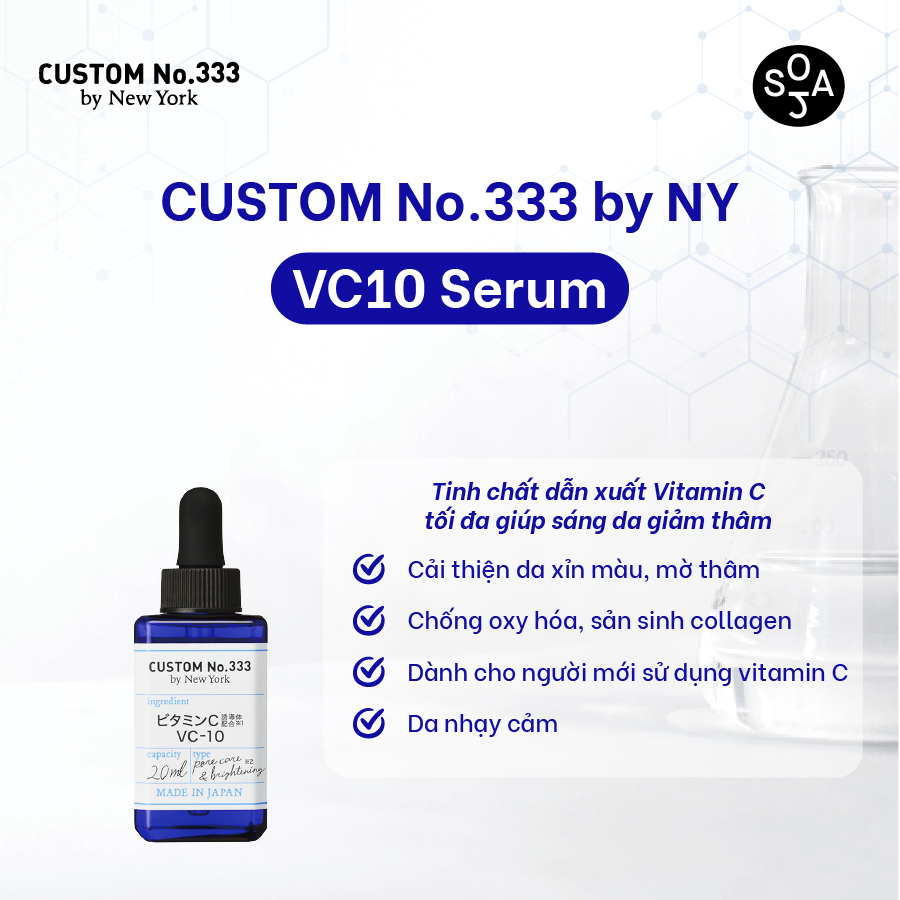 Tinh chất dẫn xuất Vitamin C VC10 giúp sáng da giảm thâm Custom No.333 by NY VC10 Serum 20 mL