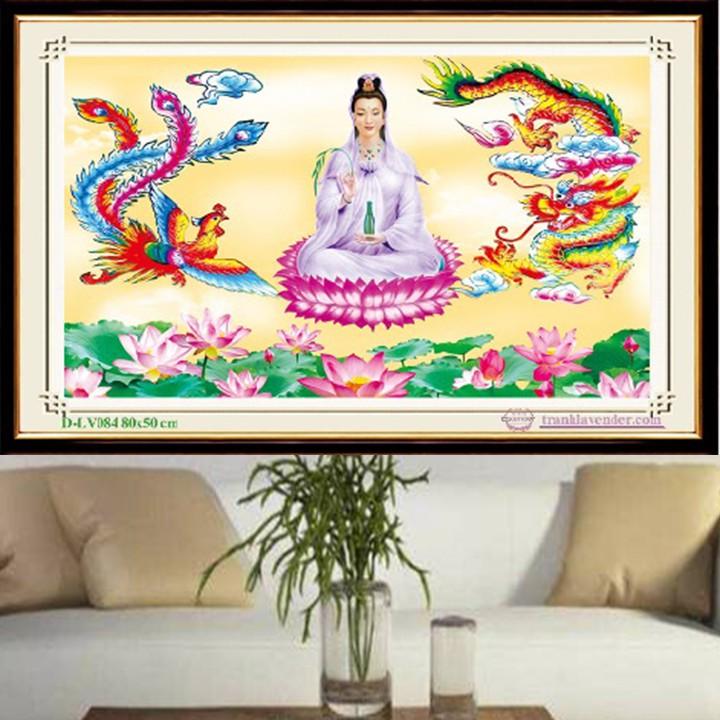 Tranh đá Quán Thế Âm Bồ Tát LV084 - kích thước: 80 * 50cm.