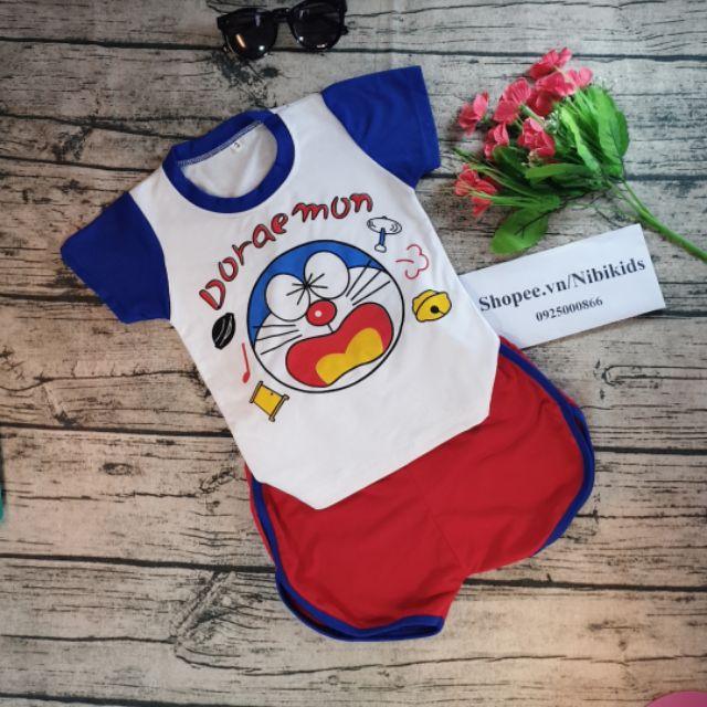 Bộ Cộc Tay Cho Bé Cotton Hình Doremon M37