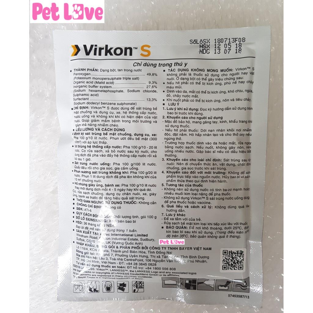 VIRKON S gói 100 Gram - Pha Nước Sát Trùng Môi Trường , Nhà Vật Nuôi