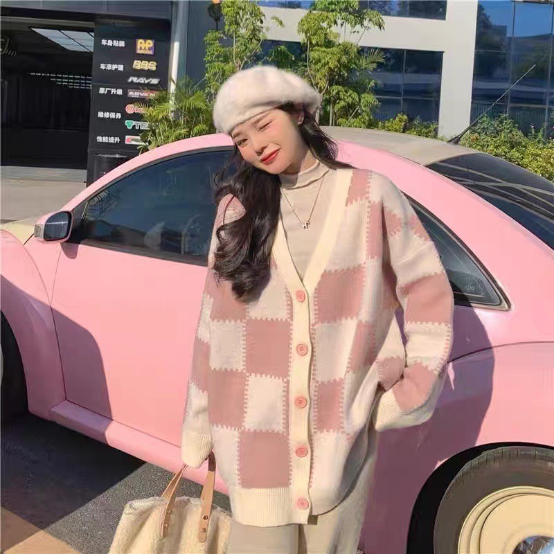 ÁO KHOÁC LEN CARO CHECKERBOARD UNISEX NAM NỮ FORM RỘNG BIG SIZE CARDIGAN ÁO LẠNH DẠO PHỐ GIÁNG SINH NOEL ÁO ĐÔI ÁO CẶP