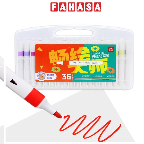 Hộp 36 Bút Màu Acrylic Marker Deli HM166-36