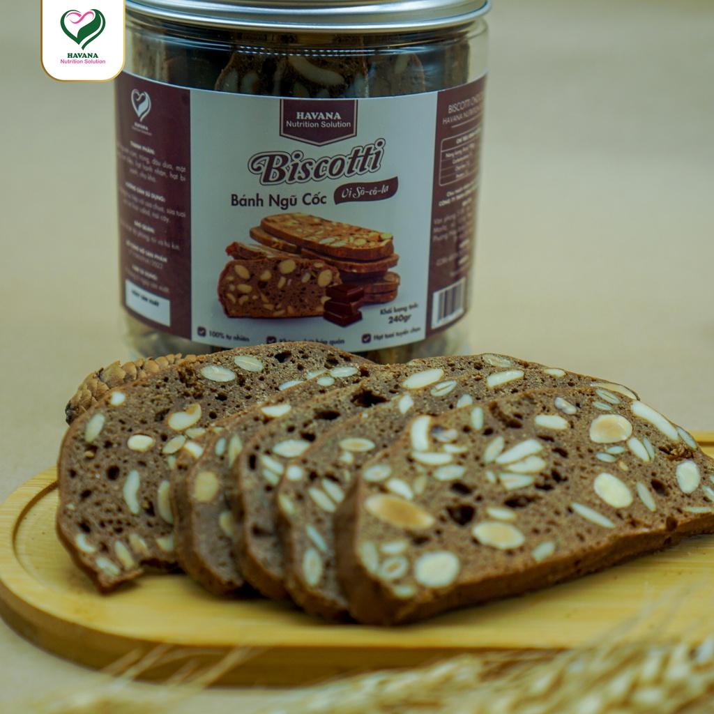 Bánh ăn kiêng HAVANA- bánh biscotti vị chocolate nguyên cám không đường- gói 100g