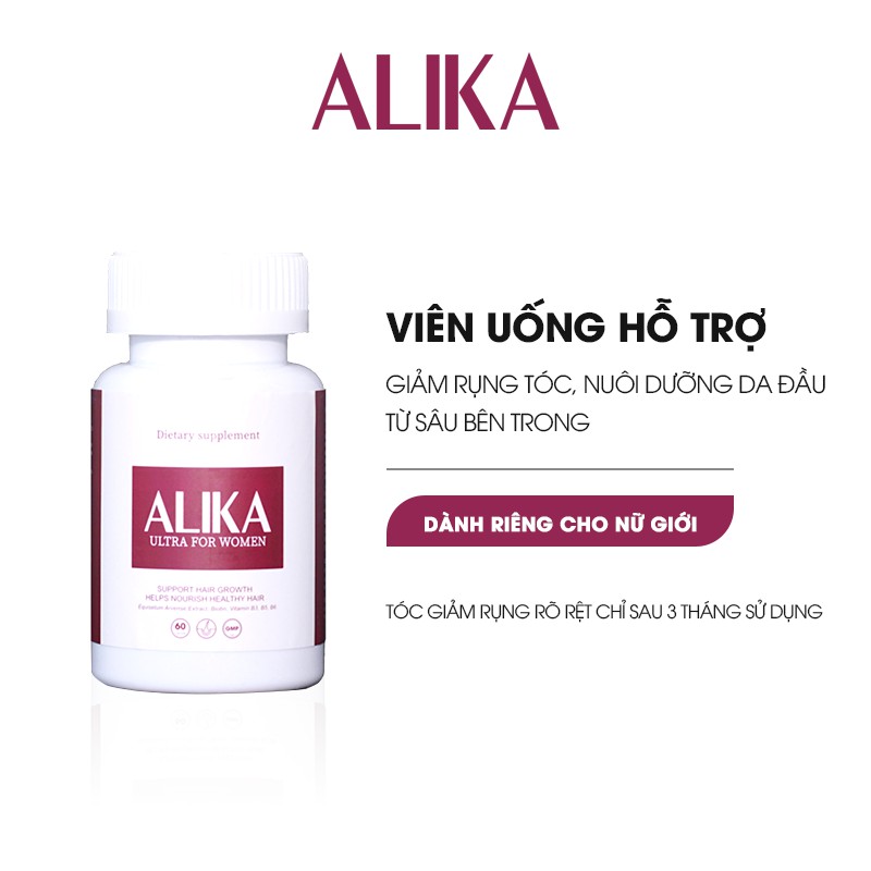 Viên uống Alika Ultra for Women, Giảm Rụng Tóc, Hỗ trợ, Kích Thích Mọc Tóc và Đen Tóc Trở lại , hộp 60 viên