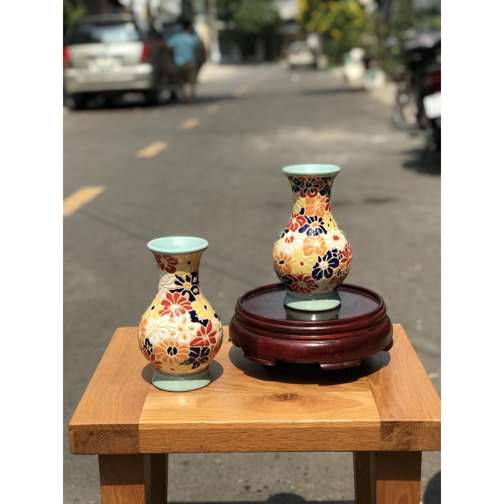 Bình Bách Hoa 21cm Gốm Sứ Nam Bộ Trang Trí Decor Cắm Hoa TDM