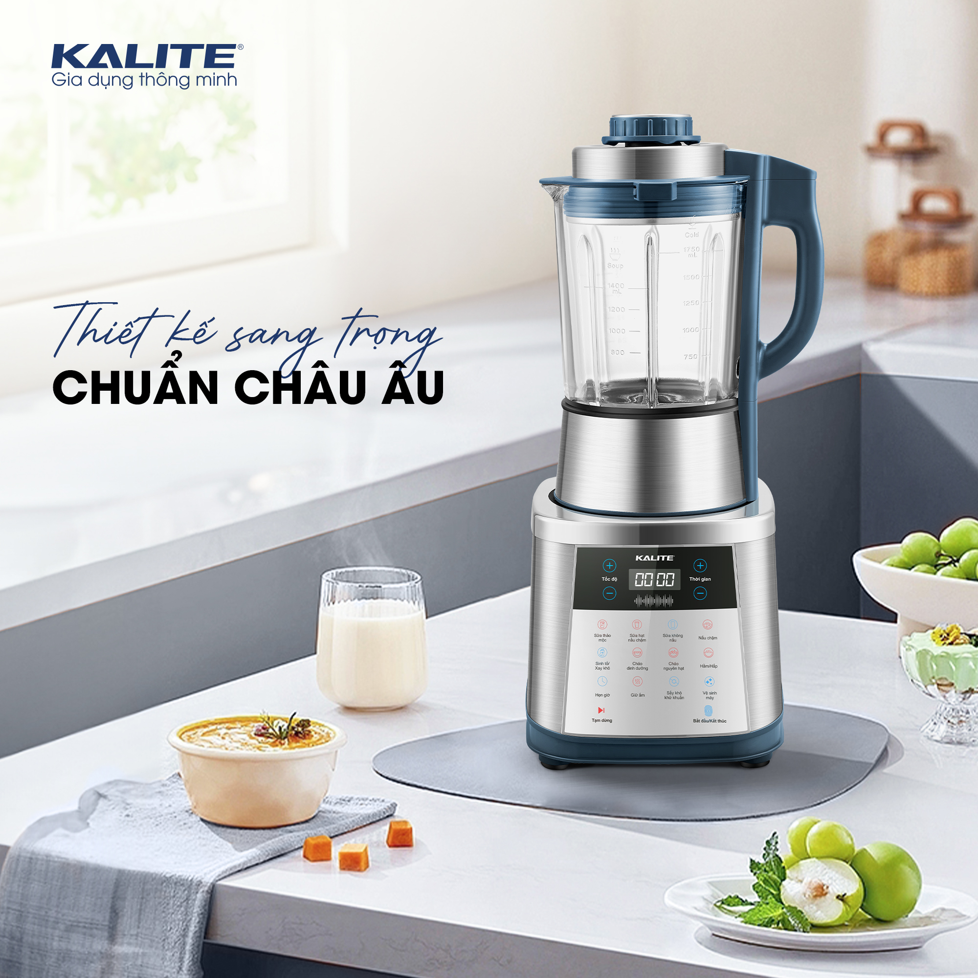 MÁY LÀM SỮA HẠT KALITE KCBV8P dung tích 1.75L, Công suất 1800w, thiết kế cao cấp chuẩn châu Âu, nấu sữa siêu mịn hàng chính hãng