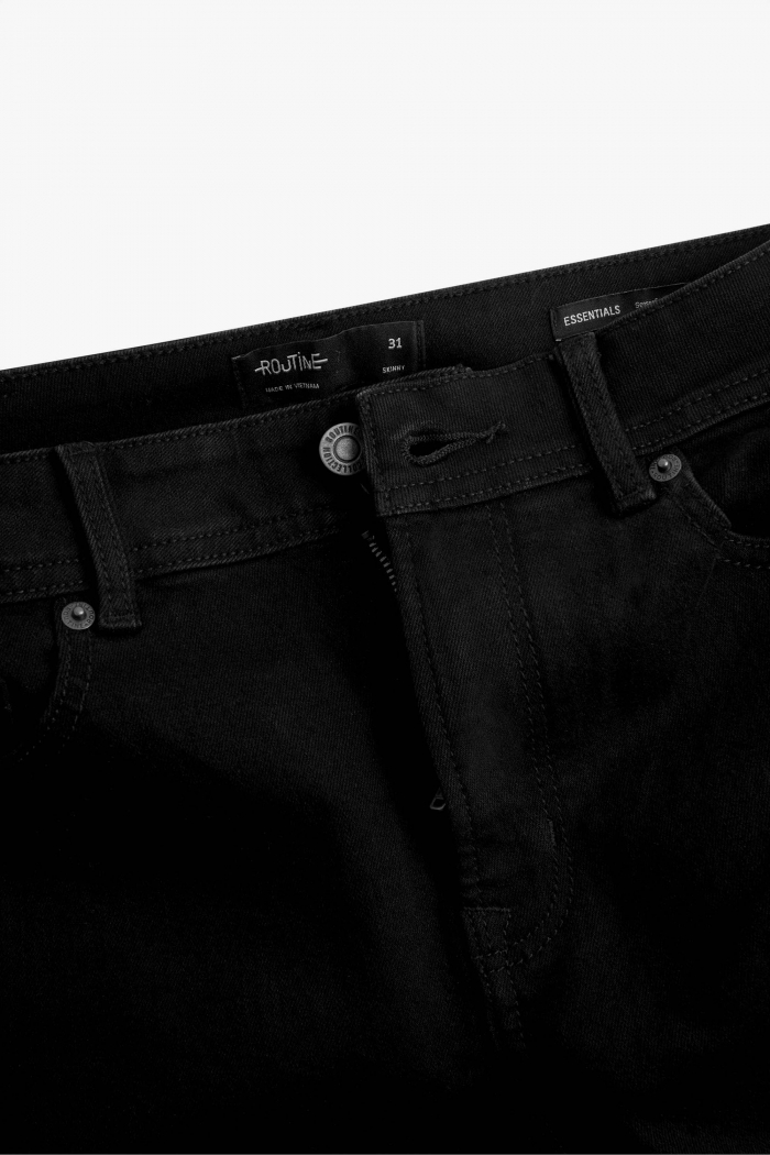 Quần Jean nam ROUTINE màu đen form skinny có độ co giãn 10F20DPA100CR1