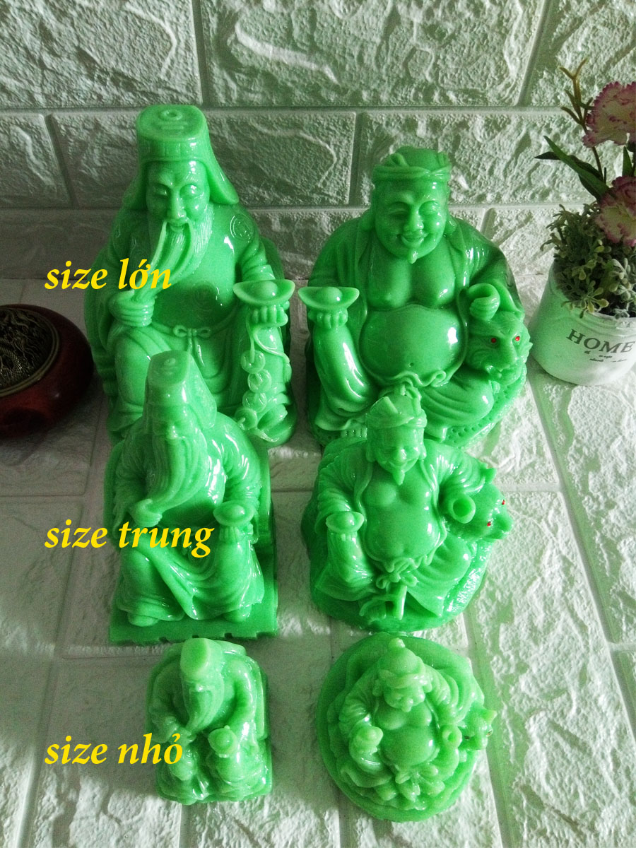 Tượng Thần Tài - Thổ Địa cỡ trung màu xanh - size 22cm hai tượng - TDX22