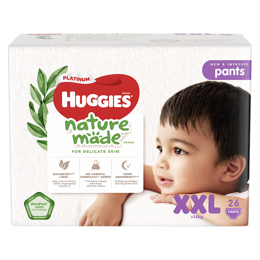 Tã Quần Siêu Cao Cấp Huggies Platinum Nature Made XXL26 (26 Miếng)