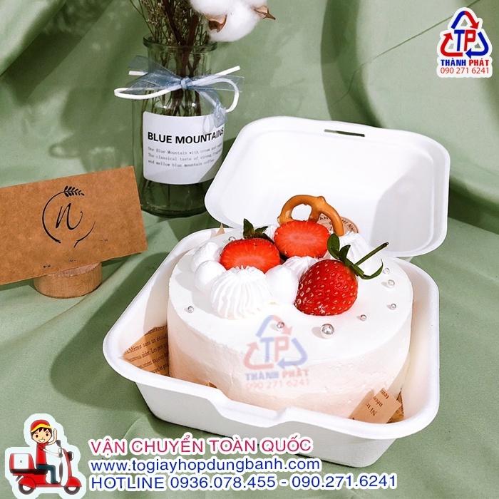 Hộp bã mía đựng bánh mochi chấm kem sữa- Hộp bả mía đựng bánh gato - bento cake - đựng bánh kem 10cm