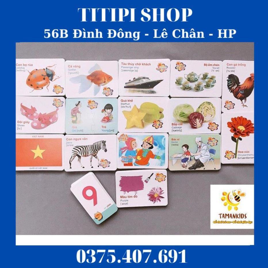 Bộ thẻ học thông minh Flashcards 16 Chủ Đề - 416 thẻ học song ngữ Anh - Việt giúp bé phát triển tư duy - Tamankids