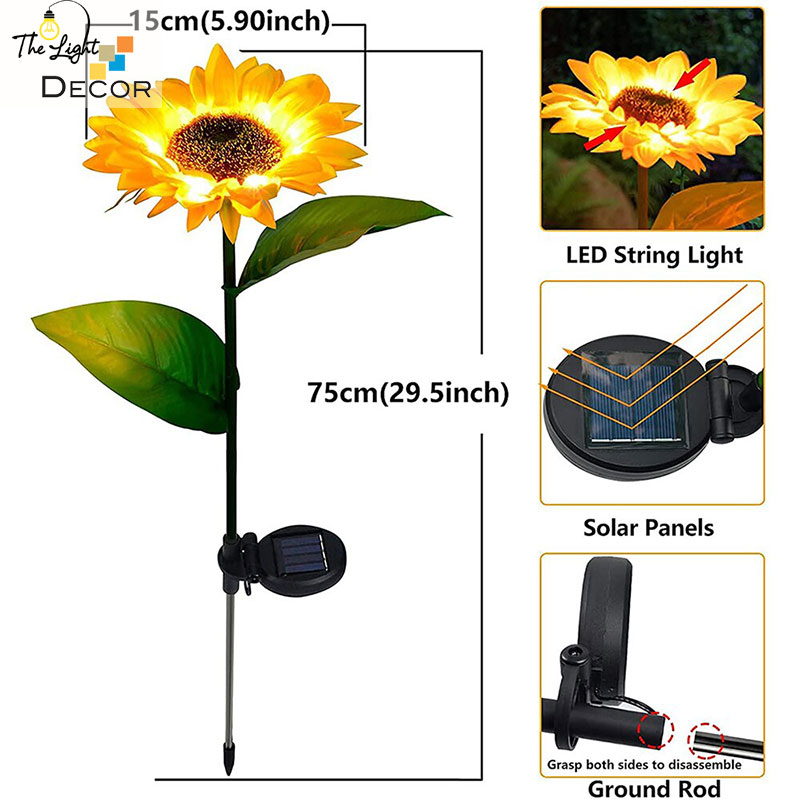 Đèn Led năng lượng mặt trời Hoa Hướng Dương Trang Trí Sân Vườn Chống Thấm Nước