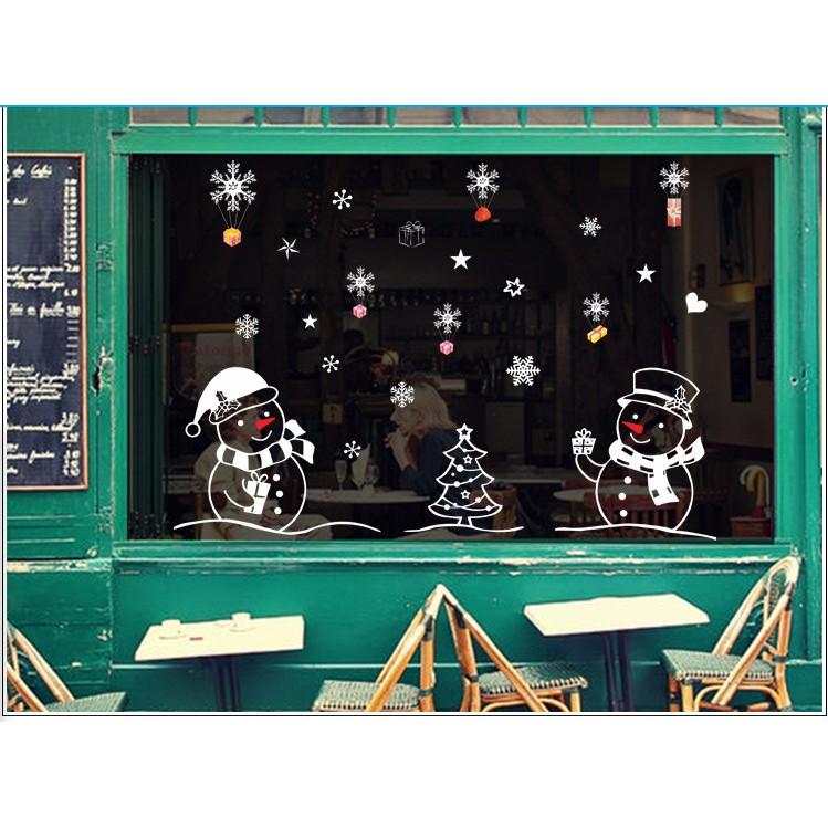 Decal trang trí noel hai chú người tuyết