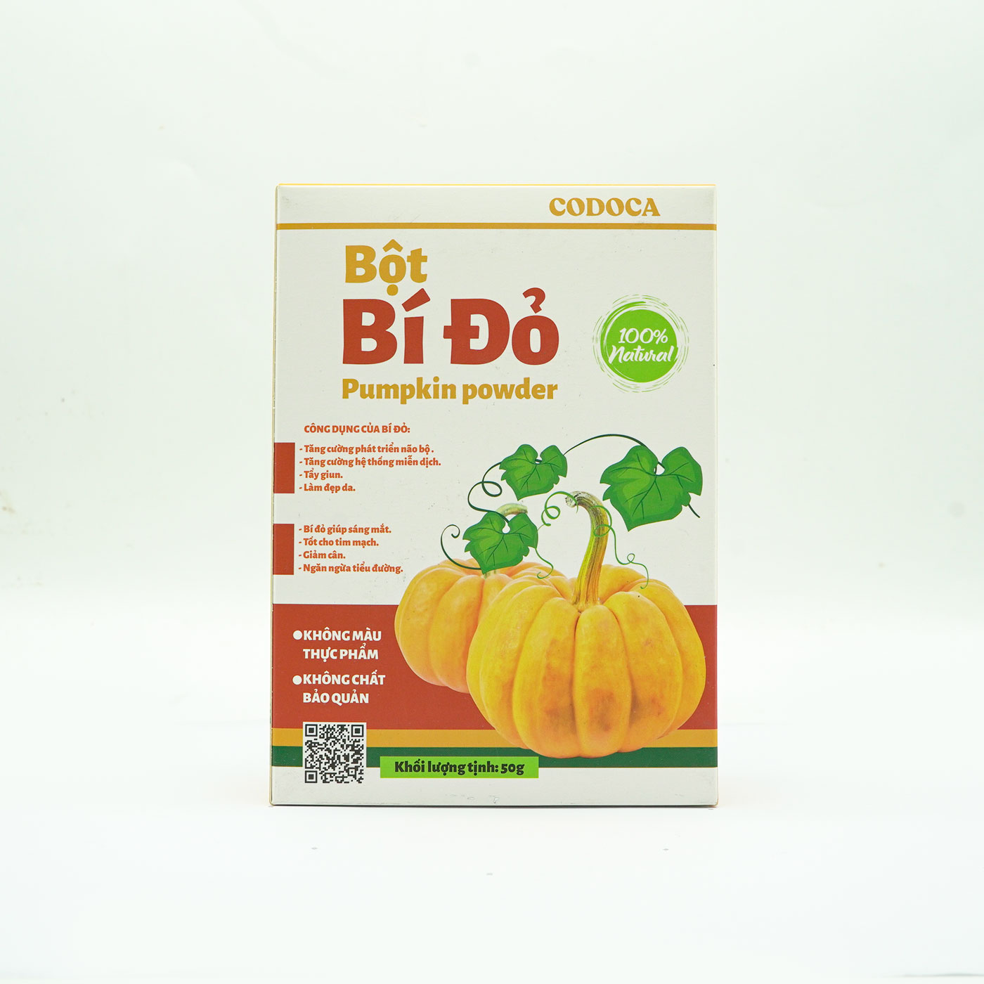Bột Bí đỏ Codoca nguyên chất sấy lạnh Hỗ trợ giảm cân, nấu ăn dặm cho bé mỗi ngày