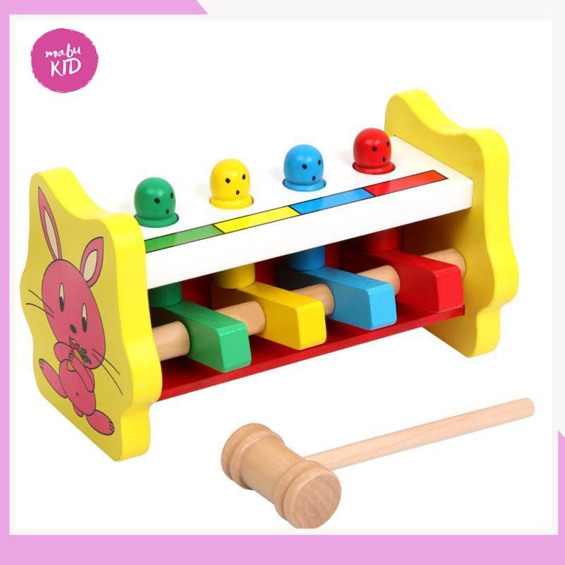 Đồ Chơi Gỗ - Đập Chuột Hình Thỏ - Đồ Chơi Giáo dục Thông Minh Cho Bé