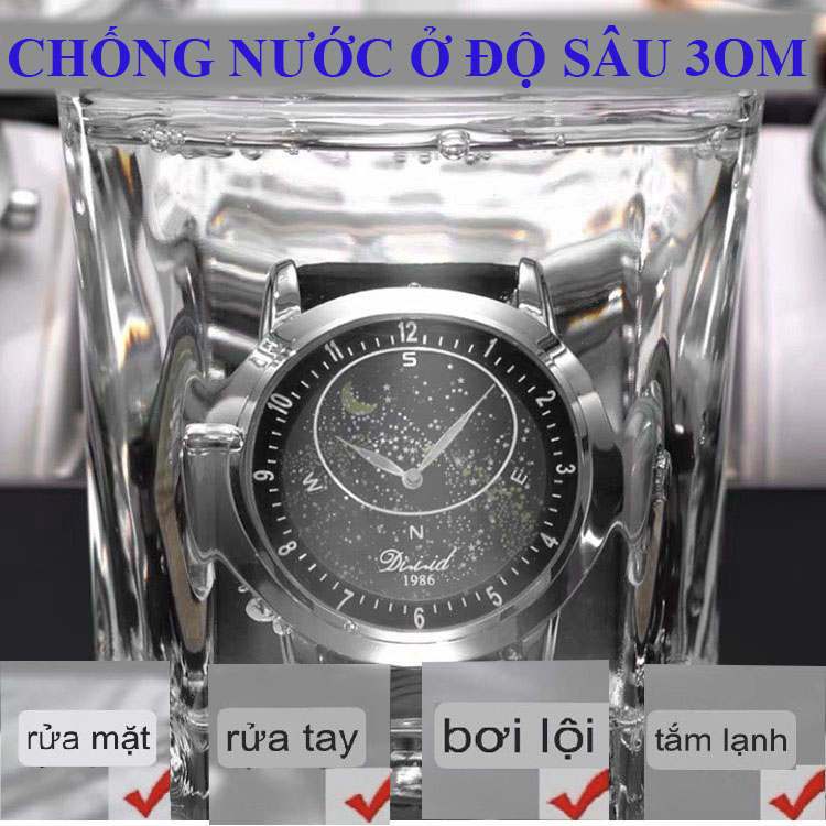 Đồng hồ nam cơ tự động DIZIZID Automatic chính hãng - Dây da cao cấp - Chống nước tốt - Thiết kế bầu trời sao chuyển động độc đáo DZCN79