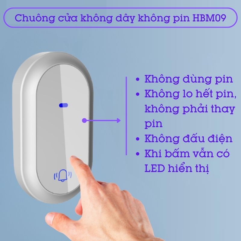 Chuông cửa không dây không pin HBM09