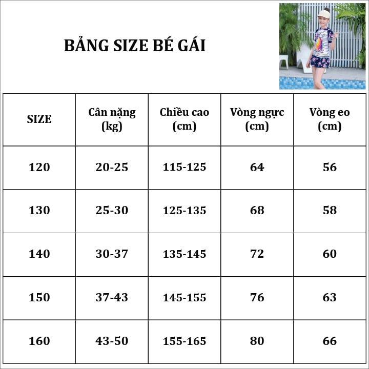 Đồ bơi bé gái chân váy liền ngắn tay họa tiết Kỳ lân size từ 18kg đến 25kg