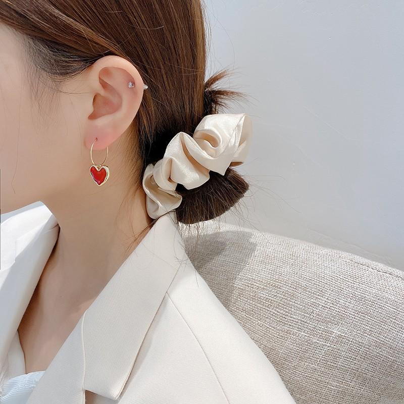 Bông Tai Nữ Họa Tiết Trái Tim Đỏ, Phong Cách Trẻ Trung BT03