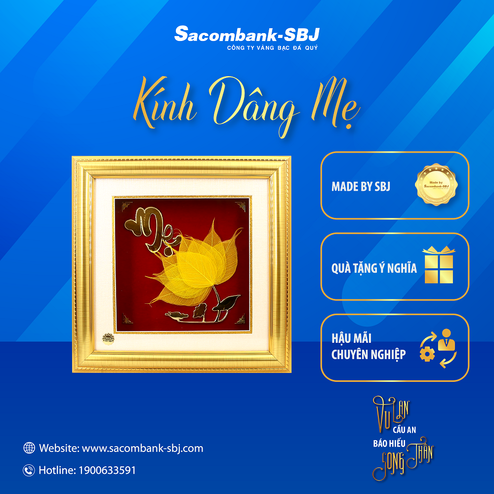 Khung tranh bồ đề hoa sen chữ "mẹ"
